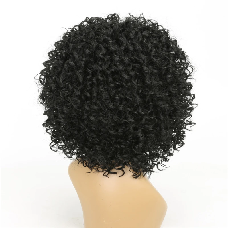 

Afro Kinky Curly Wigs for Women 12 Inch Short Afro Curls Wig with Bangs African American Synthetic Fibre False Hair Cosplay Wigs