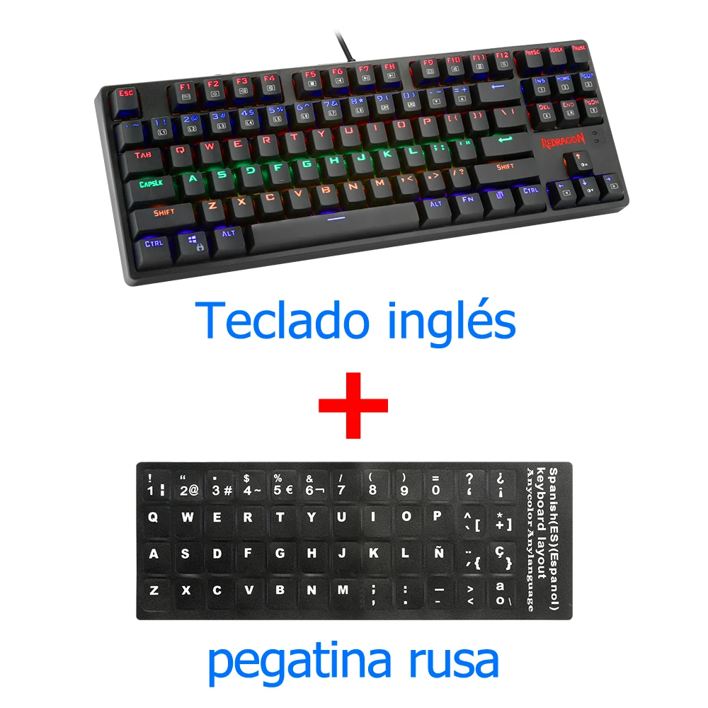 K576Rainbow ES Redragon DAKSA K576 Радужная USB Механическая игровая клавиатура синий переключатель светодиодный с подсветкой 87 клавиш Проводная компьютерная геймерская клавиатура - Цвет: K576Rainbow ES