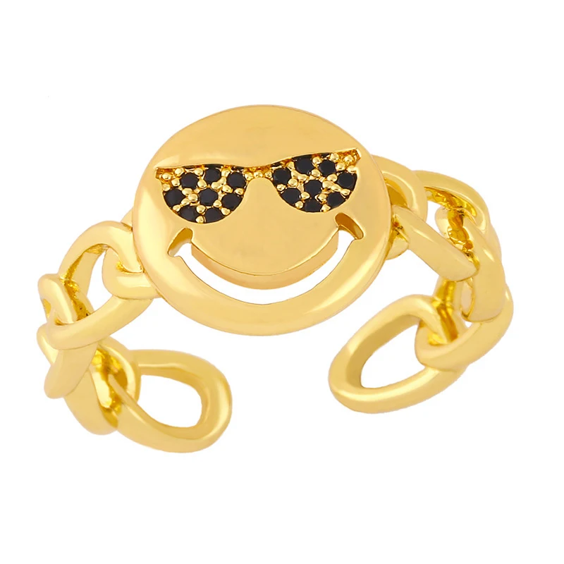Кольца на палец с улыбающимся лицом модное регулируемое медное металлическое