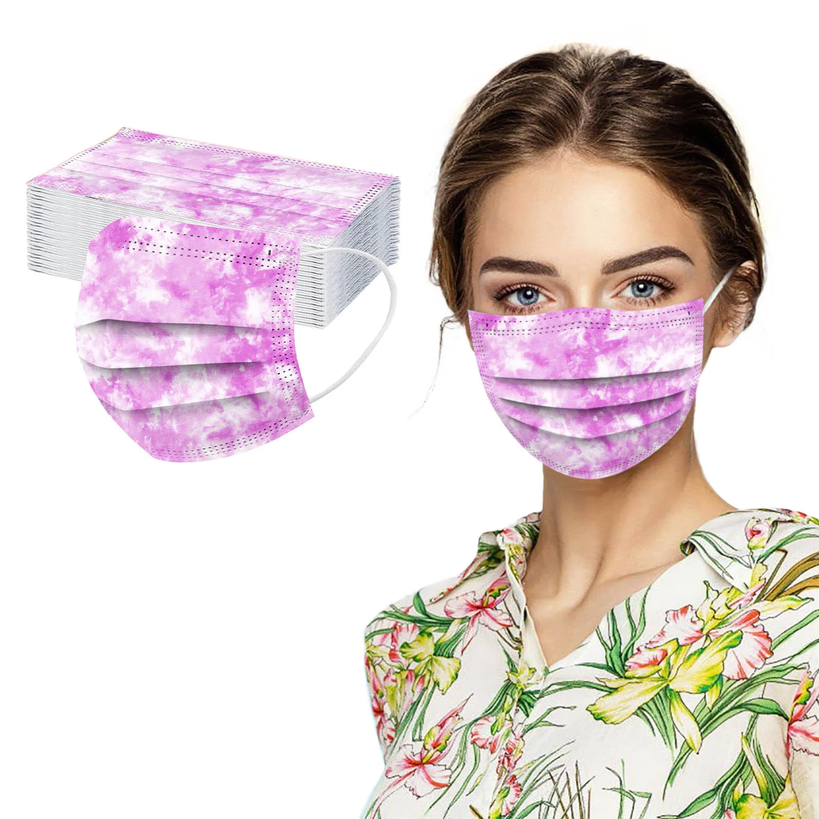

Mascarillas Tie-dye Print Disposable Face Mask Filters Masks Adultswhite Mascara 3ply Facial Mouth Mask Mouth Caps Masque 30pcs