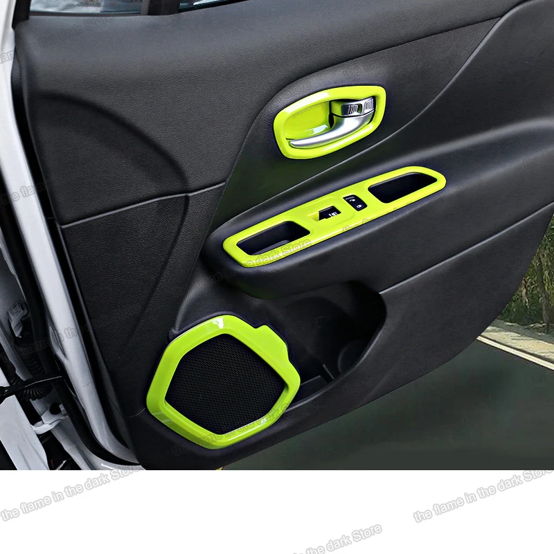 

Lsrtw2017 Abs Car Window Control Panel Door Sound Circle Trims for Jeep Renegade 2016 2017 2018 2019 2020 accessories auto parts