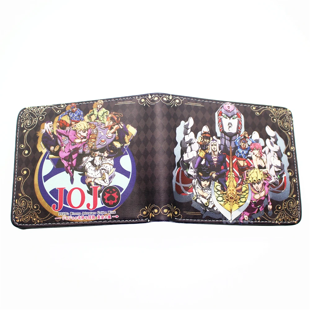 Аниме JoJo's Необычные Приключения PU короткий кошелек Двойные фото держатель для карт слоев мальчиков монета карман кожаный мультфильм печати кошелек