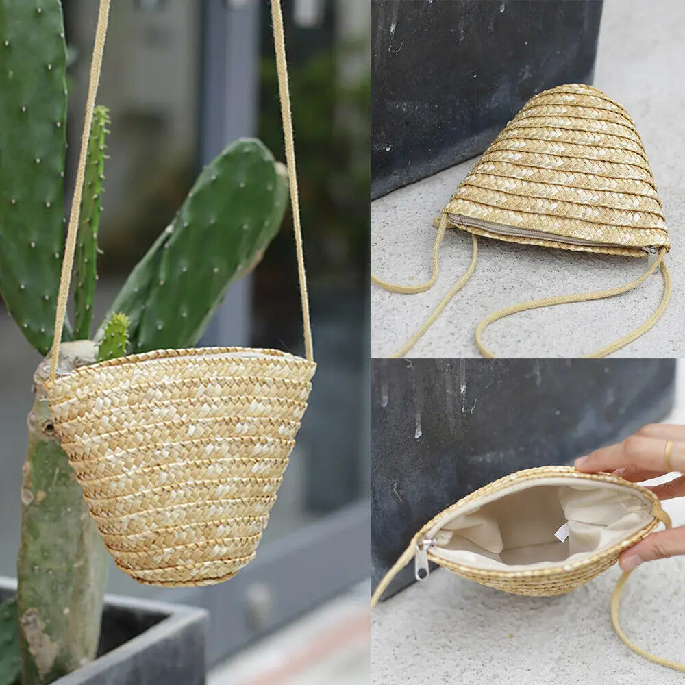 Сумка кросс-боди для женщин и девушек соломенный клатч в стиле бохо из ротанга