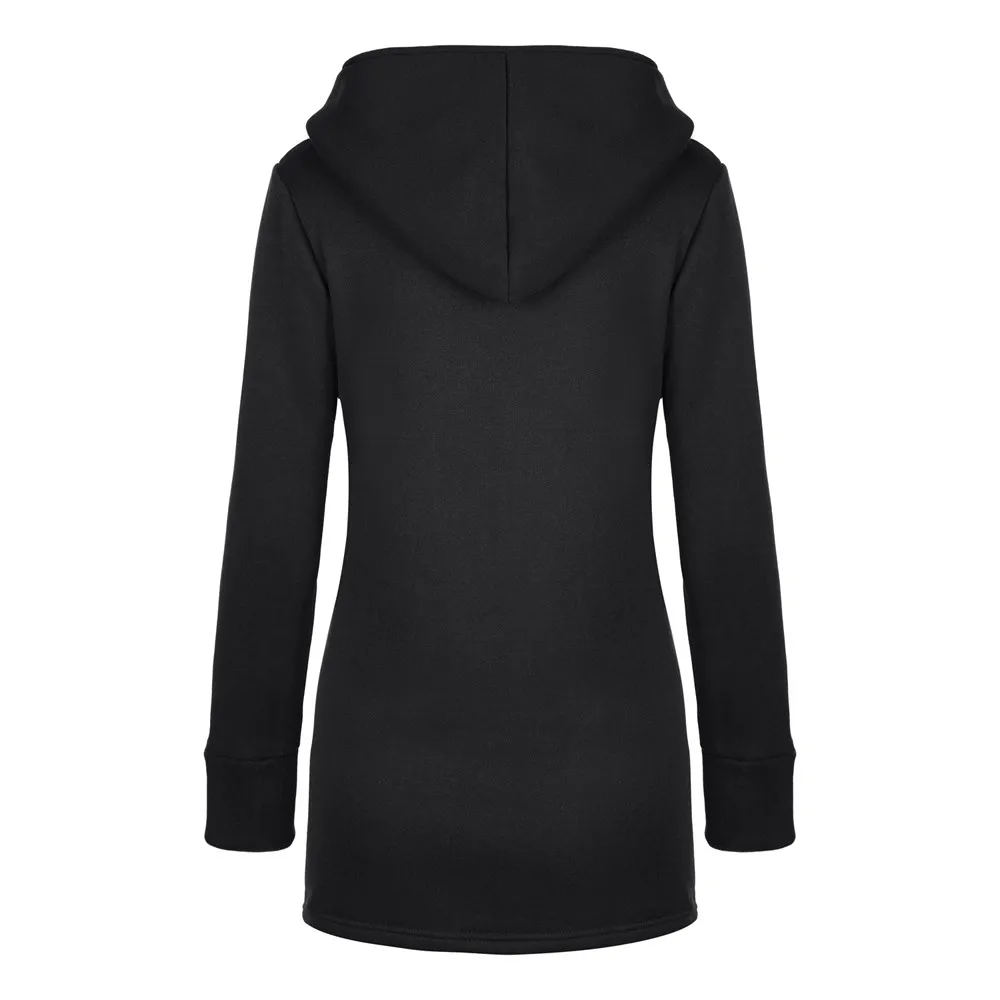 Стильная длинная теплая туника для бара толстовка зима 2019 диагональная молния