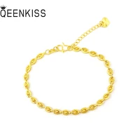 qeenkiss bt5165 2021 fine jewelry wholesale fashion hot woman girl birthday wedding gift eyes bead 24kt gold thin chain bracelet
