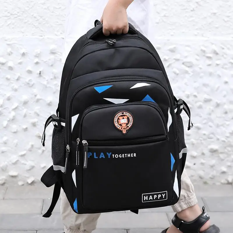

Big School Boys Backpacks Travel for Kids 44cm Large Capacity School Bags Black High Density Waterproof Children School Satchels