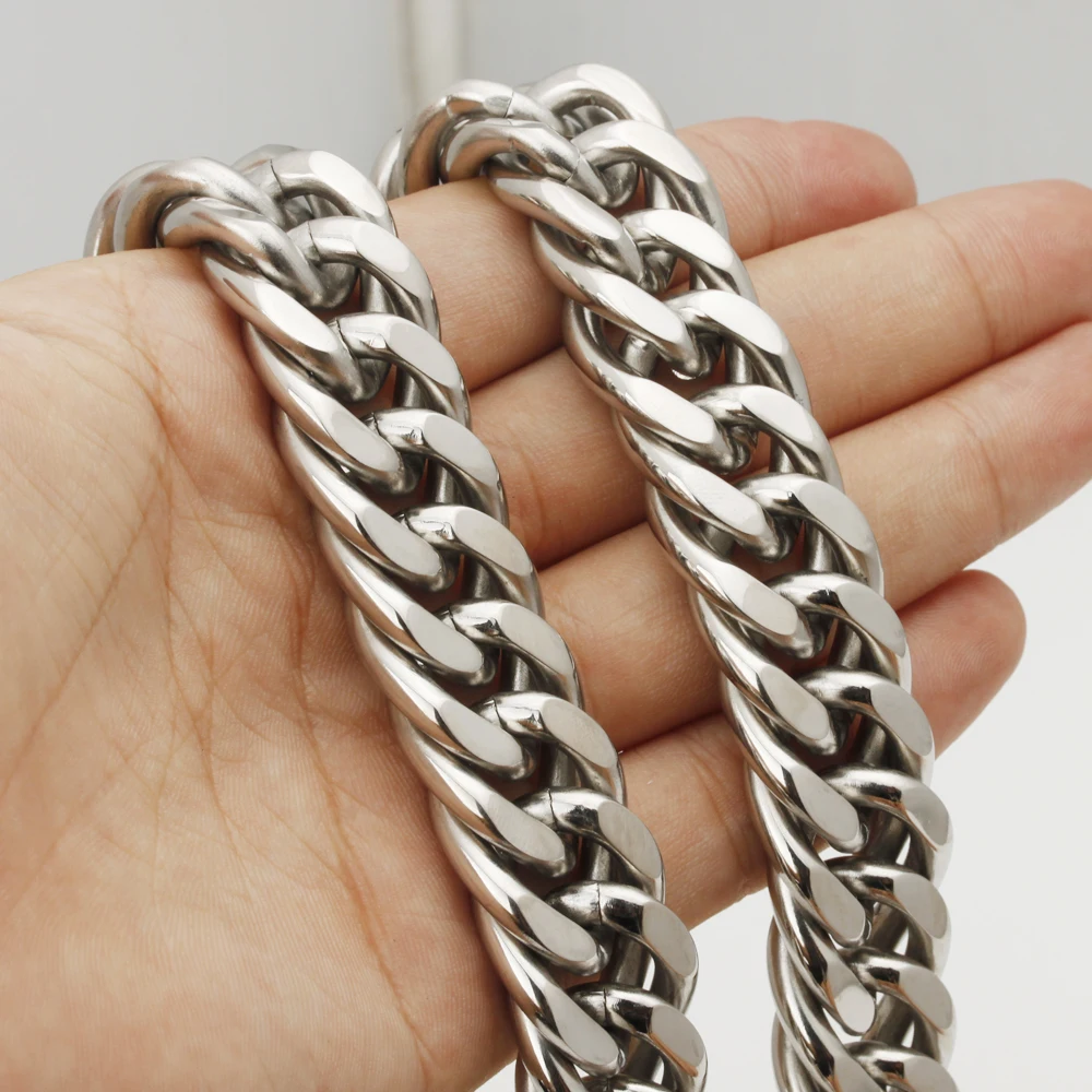 

Heavy Big Thick Silver Color Man's Necklace on The Neck Cuban Link Chain Stainless Steel Collar Choker Goth Jewelry Wholesale