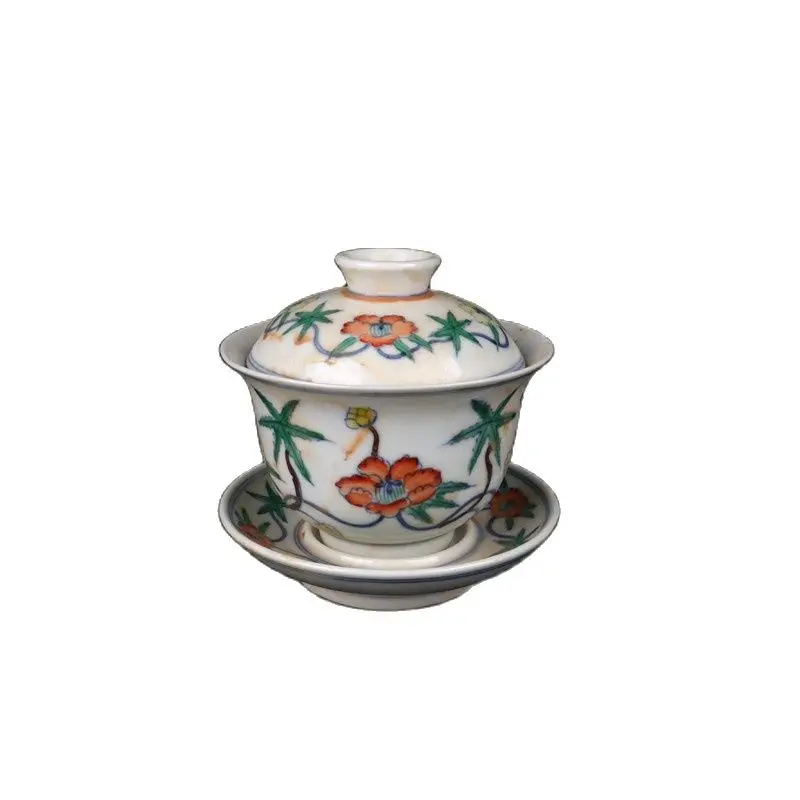 

Китайская подержанная дамминг Chenghua цветная крышка с цветочным узором okra