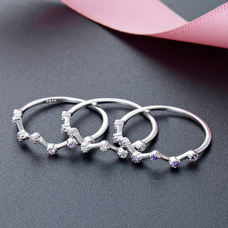 Женское кольцо с фианитами Anillos Yuzuk белое розовое фиолетовое для свадьбы