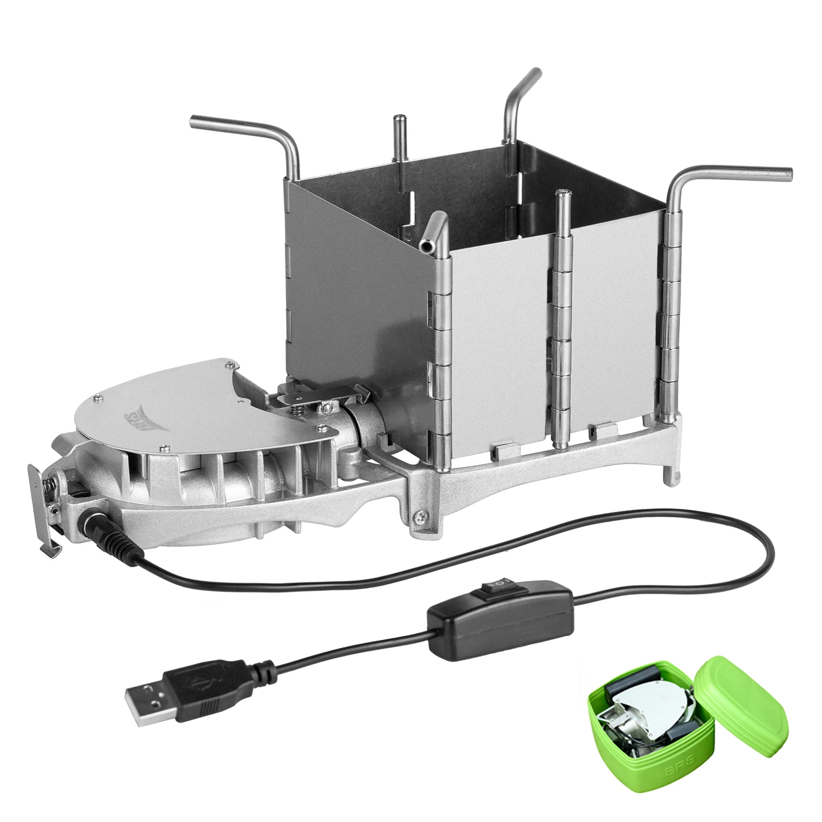 

BRS Portable Palm-sized Camping Outdoor Wood-burning Stove Charcoal Burner BBQ Furnace Electronic Blower Cookware For Hiking