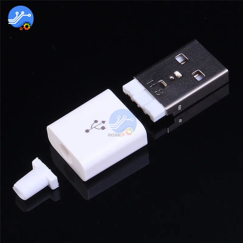 10 шт. комплект штекерных USB разъемов 5P 5pin 2 0 тип A DIY компоненты белый с пластиковой
