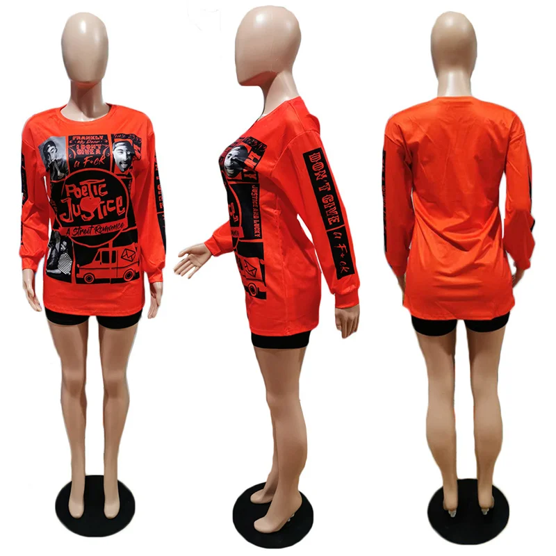 

Two Piece Short Set for Women Long Sleeve Pullover Shirt and Black Shorts Suits Plus Size Set Tracksuit Wholesale Dropshipping