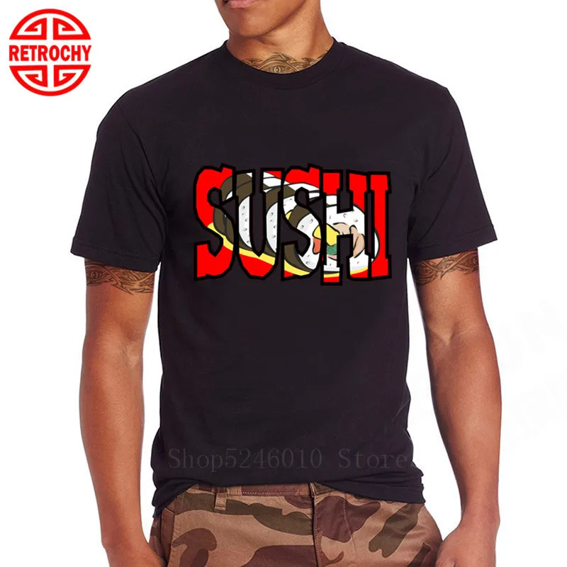 Футболка мужская хлопковая с коротким рукавом и логотипом суши | Мужская одежда