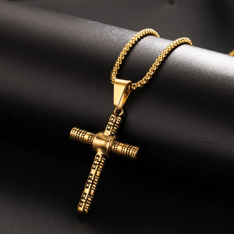 Valily Men's Punk Cross Pendant Necklace Stainless Steel Fashion Christian Jewelry for Men Women 24&quot chain | Украшения и