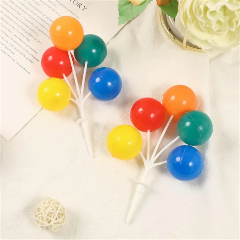 

5 шт./компл. разноцветные шариковые топперы для торта с днем рождения, топперы для торта «сделай сам», украшения для торта, товары для дня рож...