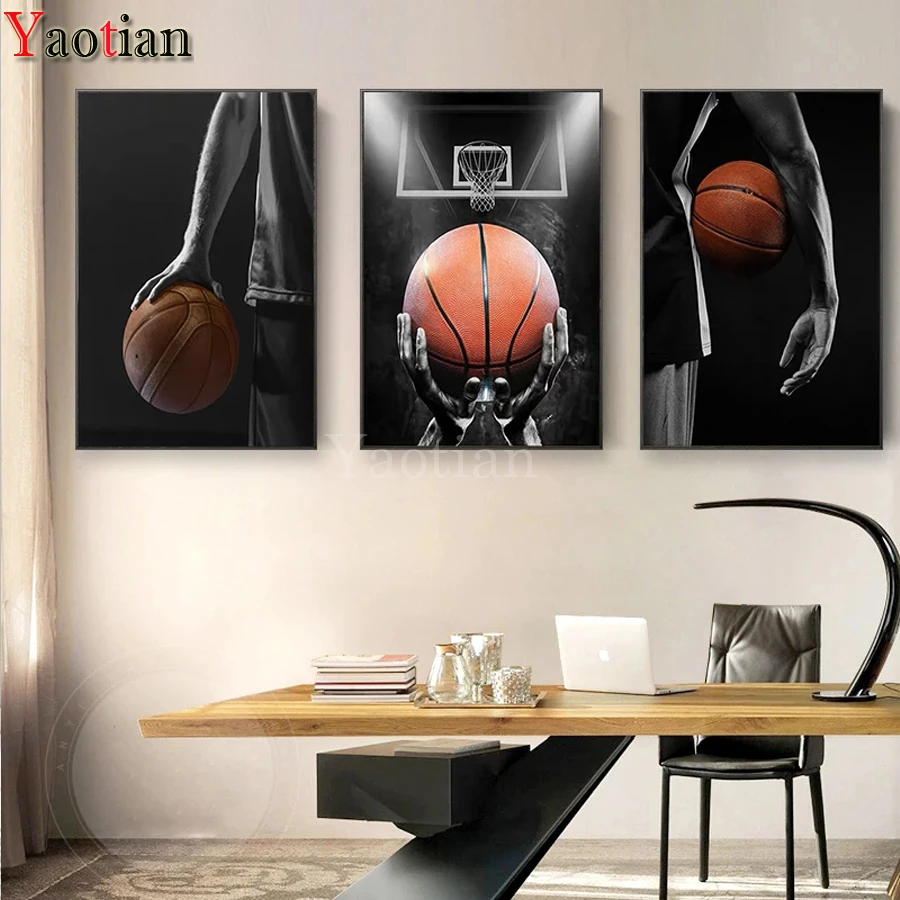 

Современная спортивная картина из страз "Баскетбол", мечта, "сделай сам", 5D алмазная живопись, полноразмерная круглая Алмазная вышивка, мозаи...