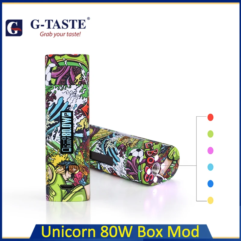 G taste Ebossvape Единорог 80 Вт коробка мод Питание от одной батареи 18650 поддерживает