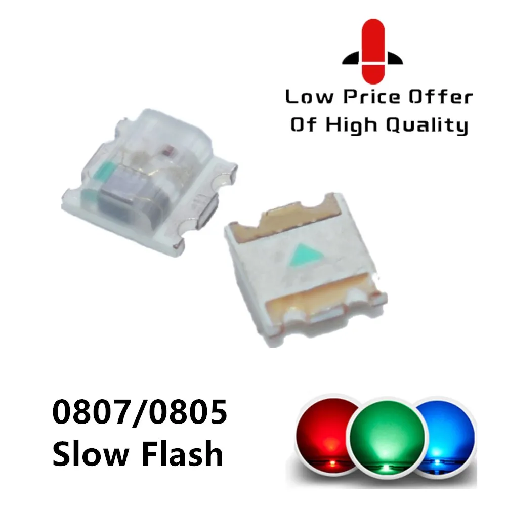 100 шт. мигающий светодиодный SMD диод 0805 RGB тока диода вспышки Alto Brilho 0807