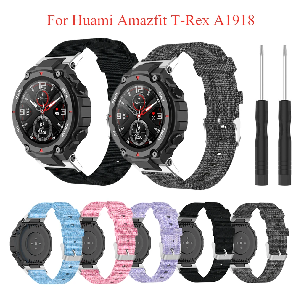 

Canvas Watch Strap for Huami Amazfit T-Rex Band Replacement Woven Wristband Nylon Strap for Amazfit T-Rex Smart Watchband