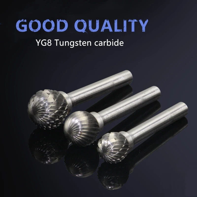 

D Type Ball Shape Single Double Cut Carbide Rotary Burr File with 6mm Shank Diameter for Woodworking Polishing Tool