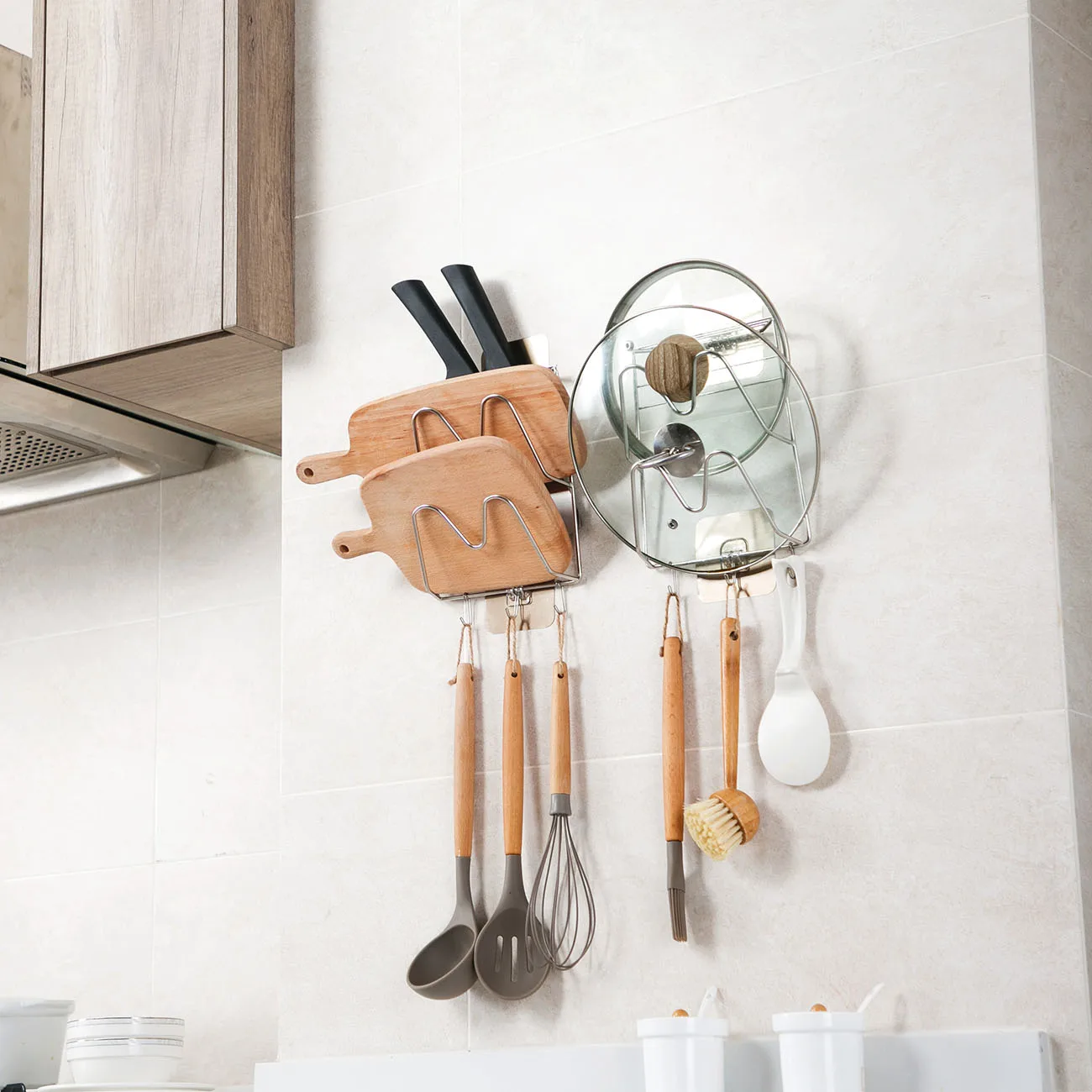 Двухслойная полка для кастрюль из нержавеющей стали настенная кухонная