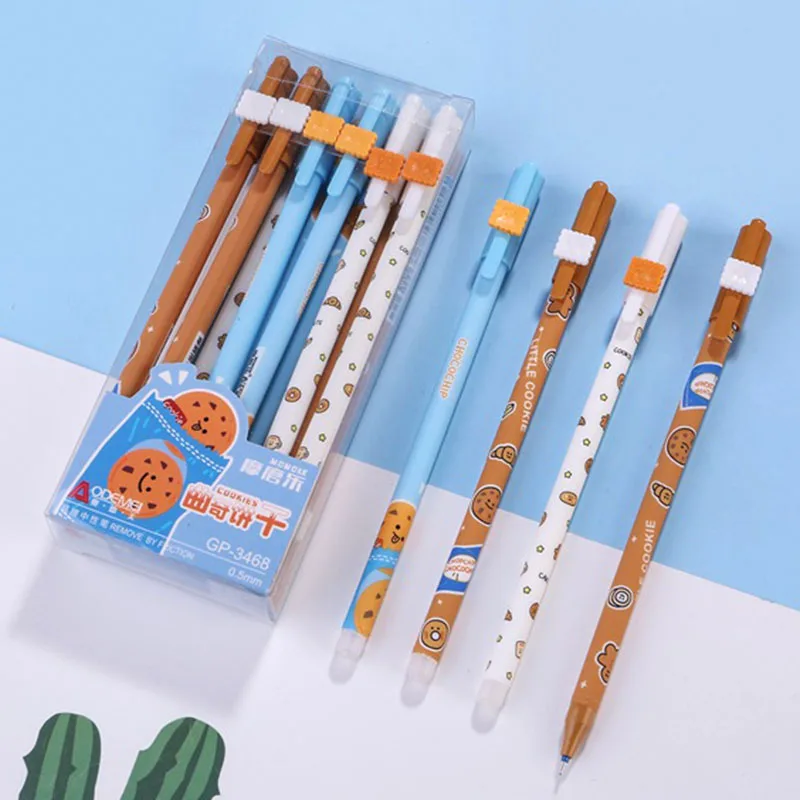 

60 шт./лот креативная гелевая ручка со стираемыми печеньями, милые нейтральные ручки с синими чернилами 0,5 мм, рекламный подарок, канцелярски...