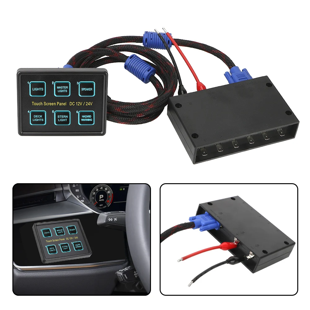 

For Car Marine Caravan Touch Screen Switches Panel Slim Touch Circuit Control Panel Box 6 Gang LED Switch Panel 12V/24V