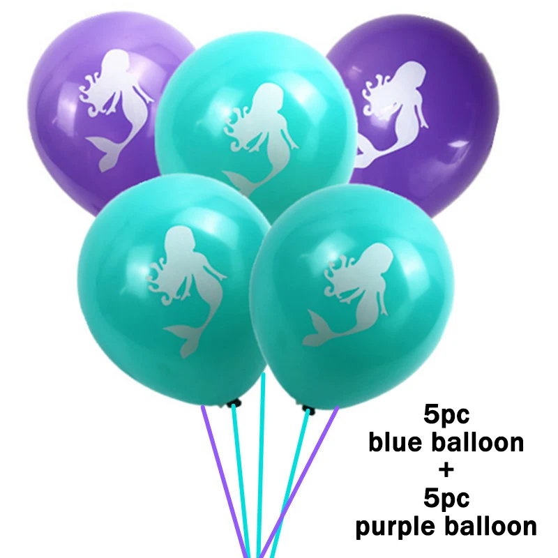10pc Balloon 10 шт./пакет Русалка День рождения украшения пластина для детей Русалка День рождения поставки подарки для детей с рисунком Русалочки Ариэль - Цвет: 10pc Balloon