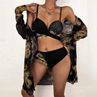 Женские комплекты из 3 предметов, купальник-бикини, Привлекательный бюстгальтер на бретельках + кардиган, топы, купальный бикини, женские повседневные бикини с принтом, летняя одежда для плавания