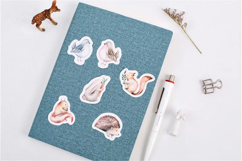 1 коробка Kawaii животные кролик лиса наклейки милые деревья Сделай Сам декоративные Скрапбукинг Стикеры для заметок канцелярские подарки 06480
