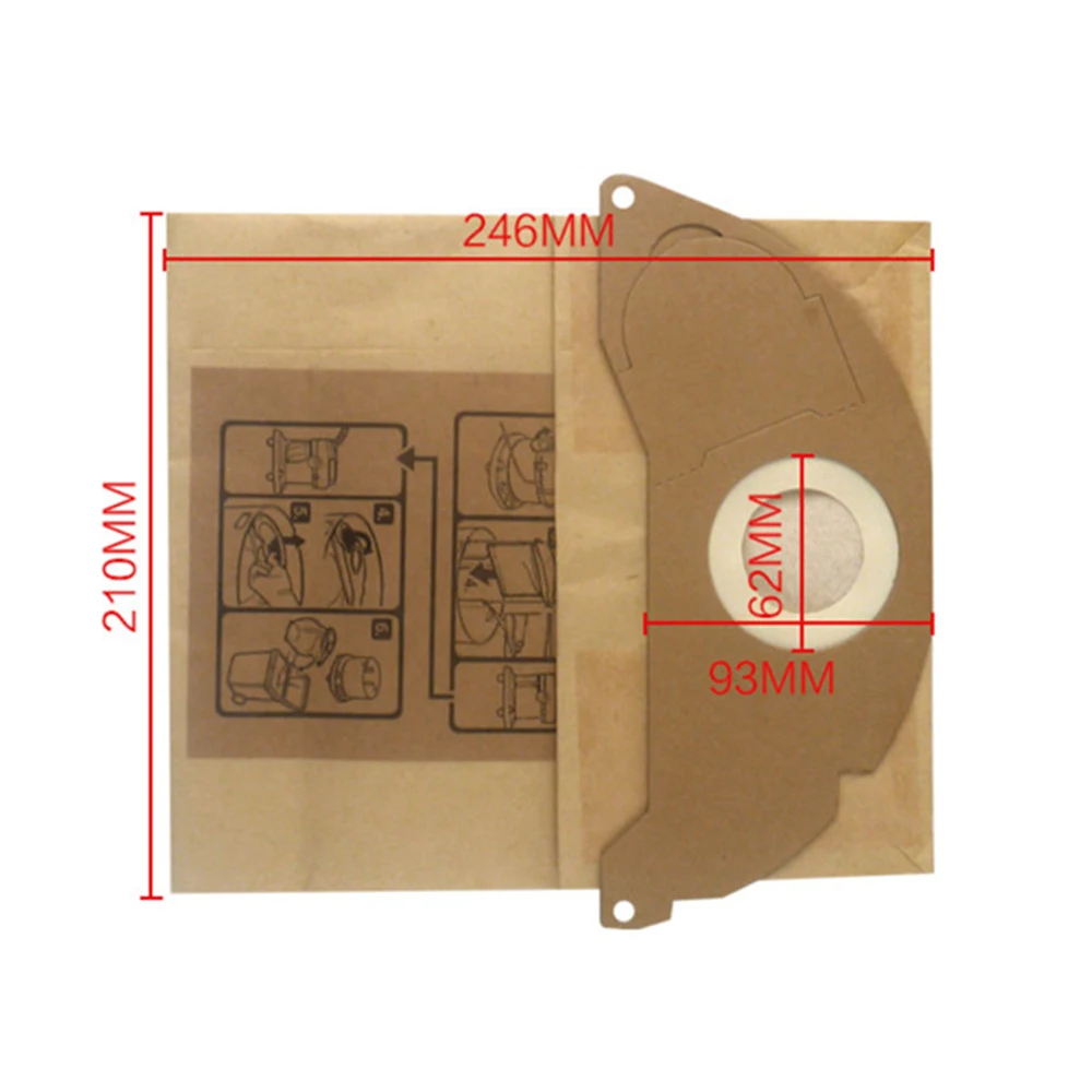 Bolsa de papel para aspiradora karcher SE 5.100,SE 6.100,2501,2601,3001,A 2120,NT 181 Pro,SE 2001,SE 3001, 10 piezas-5