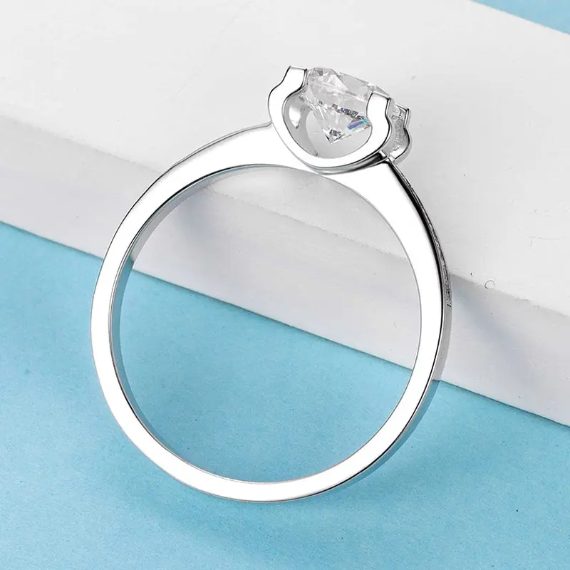 

Jazaz Real 1 Carat D Color Moissanite Wedding Ring Women 18K White Gold Color 100% 925 Sterling Silver Bridal Fine Jewelry B0976