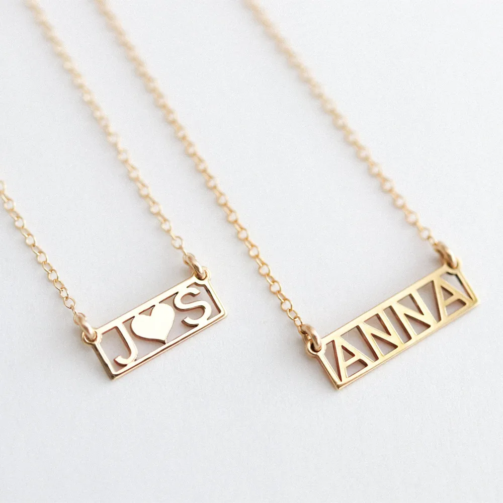Custom Name Necklace Stainless Steel Rectangular Nameplate Pendant Personalized Name Necklace Jewelry For Women Birthday Gifts