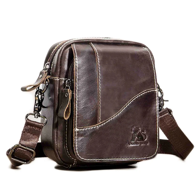 Сумка-мессенджер мужская из воловьей кожи маленький чемоданчик на плечо в стиле