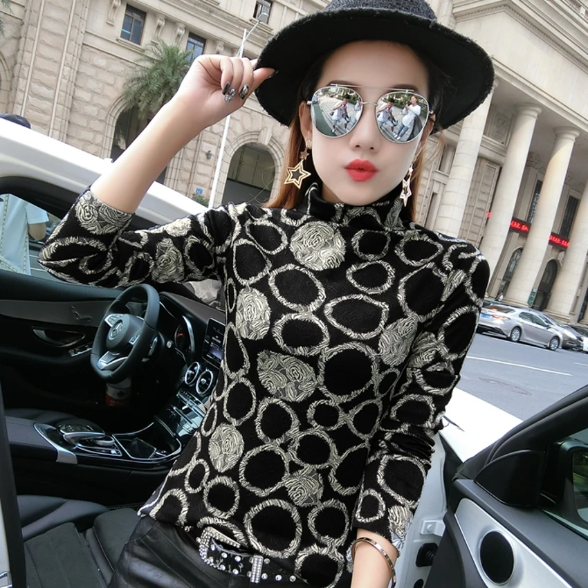 Черная футболка в горошек с зеброй Добби новинка 2020 весна-осень водолазка