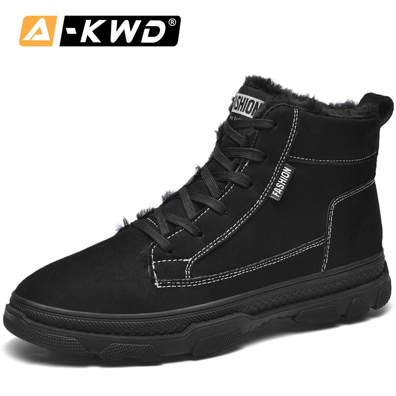 

New Fashion Black Brown Grey Winter Sneakers for Men Lace-up Men Winter Boots Men Shoes Winter Keep Warm High Tops Tooling Shoes