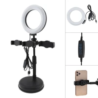 6 inch 16cm led selfie ring light with desktop stand 3pcs mobile phone clips holders 3000 5800k fill light for live photo video