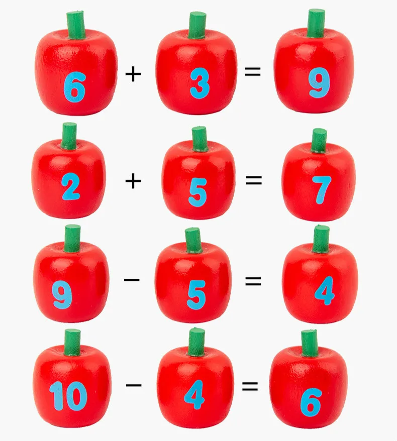 

Wooden Montessori Digital Apple Tree Educational Toys Children Learn Digital Clip Beads Training Building Blocks Kids Gift