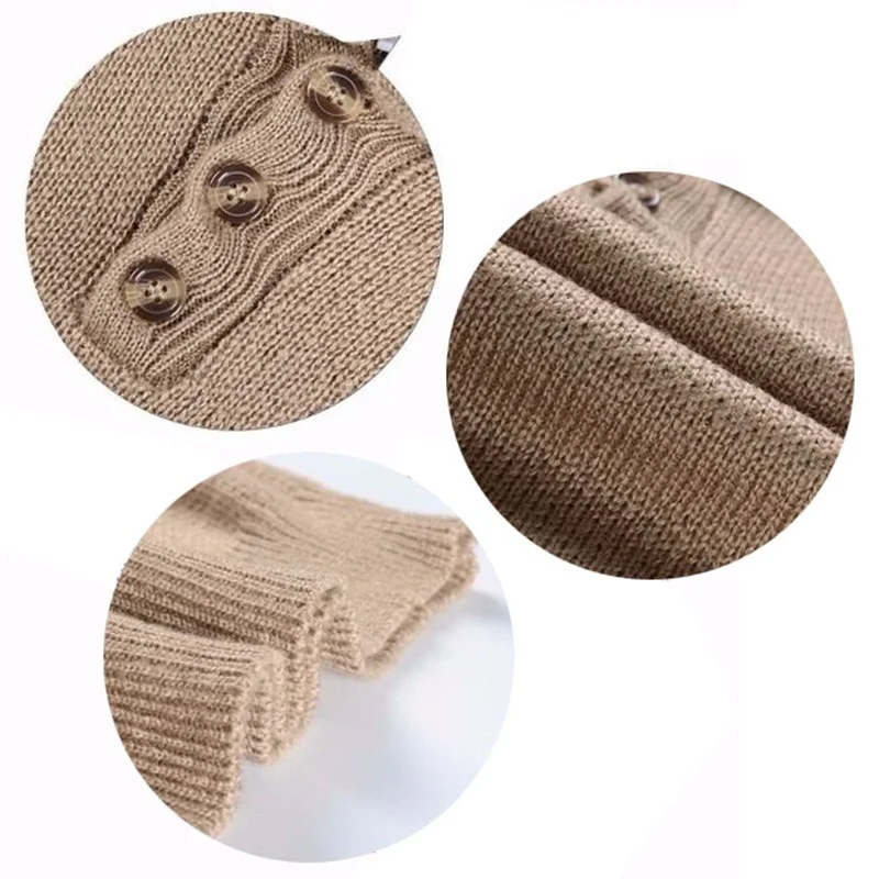 

Women Pullovers Sweater Winter Thick Warm Turn-collar Solid Ulzzang Vintage Button Knitted Temperament Soft Female Loose Simple