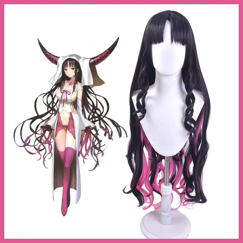 

FGO Sesshouin Kiara Wig Fate EXTRA CCC Cosplay Mixed Black Pink Synthetic Hair 110cm Long Curly Wig FGO Cosplay