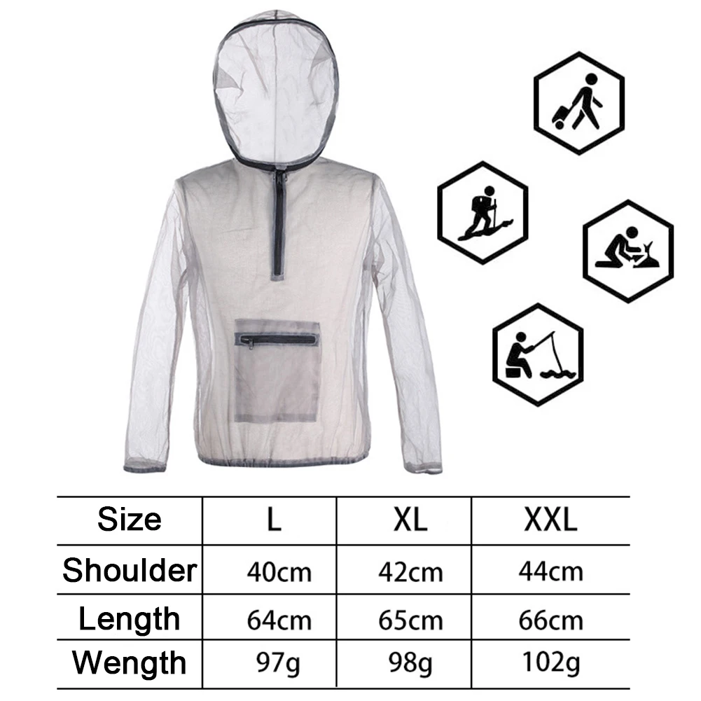 

Lightweight anti-mosquito breathable mesh clothing jungle adventure fishing hunting outdoor protection insect-proof clothing