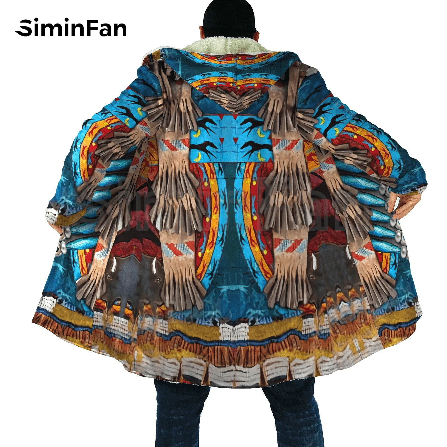 Мужская Фланелевая куртка с капюшоном и 3D-принтом орла