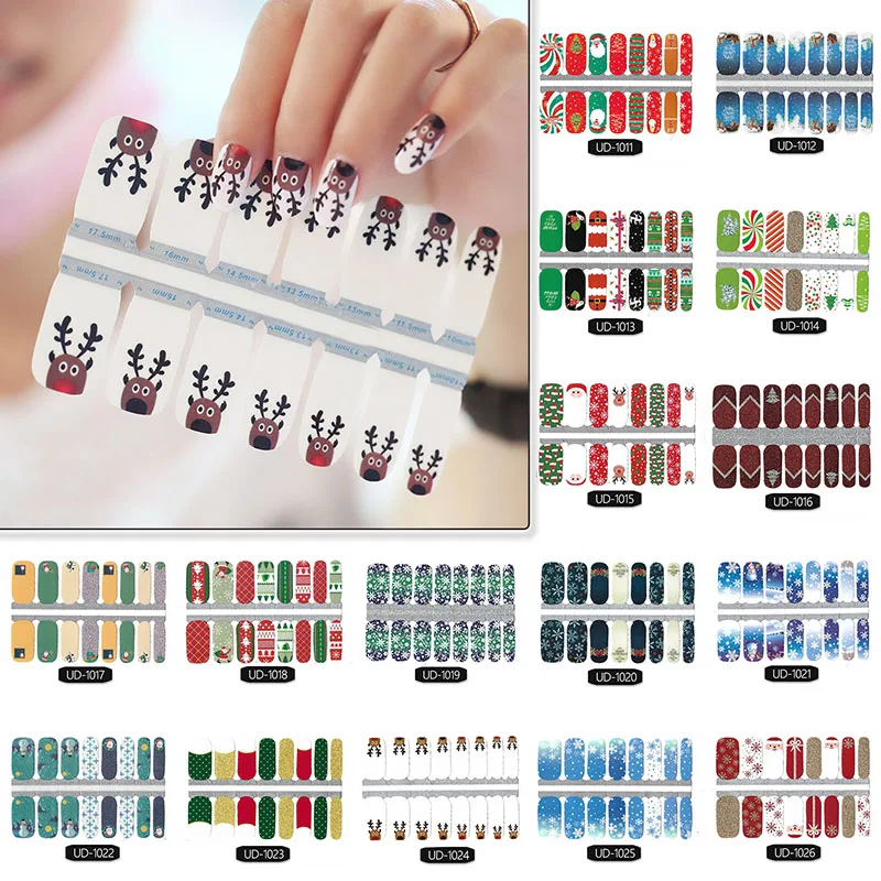 

LADY KINDOM DIY Nail Polish Stickers Christmas Series Nail Patch Waterproof Nail Wraps Stickers Santa Claus Nail Decals Sticker