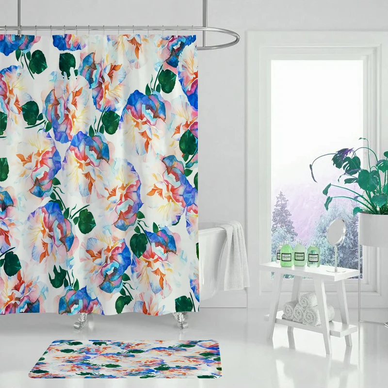 Занавеска для душа Monstera из тропического леса с зелеными растениями листьями