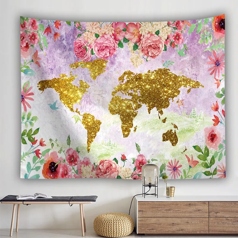 

Feather Letter Flowers Pattern Wall Hanging Carpet Tapestry Rectangle Personality Painting Boho Geometric Home Bohemian Decor