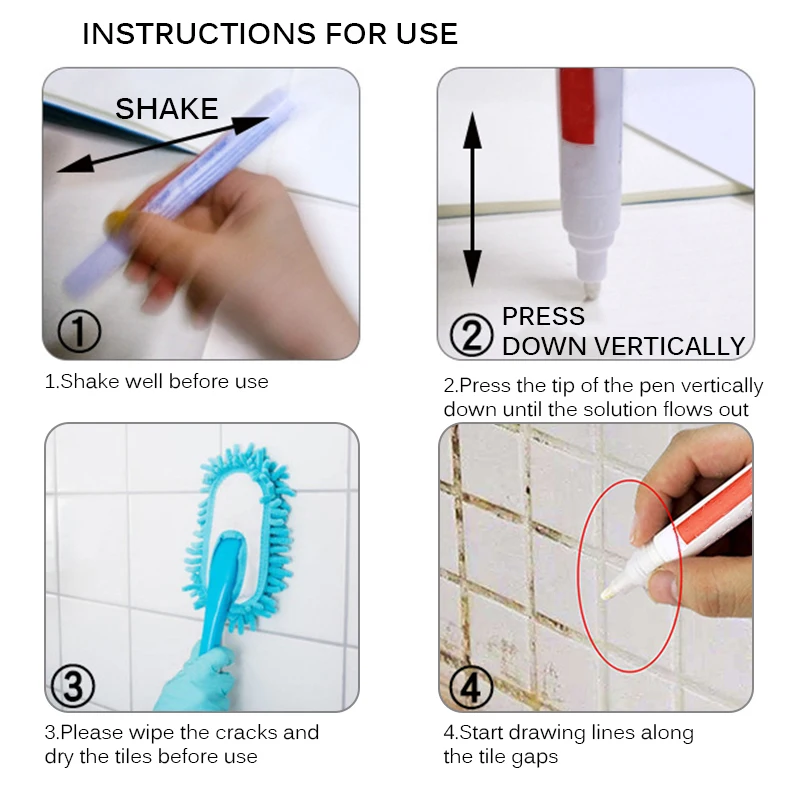 Цветная ручка для ремонта зазора плитки белая заправки водостойкая Наполняющая