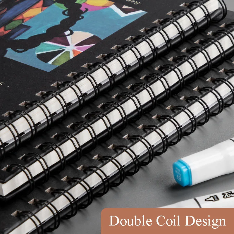 

Thick Sketchbook,130gsm Binder Notebook Refillable Suitable for pencils, fountain pens, Marker pens,Drawing Book Art Supplies