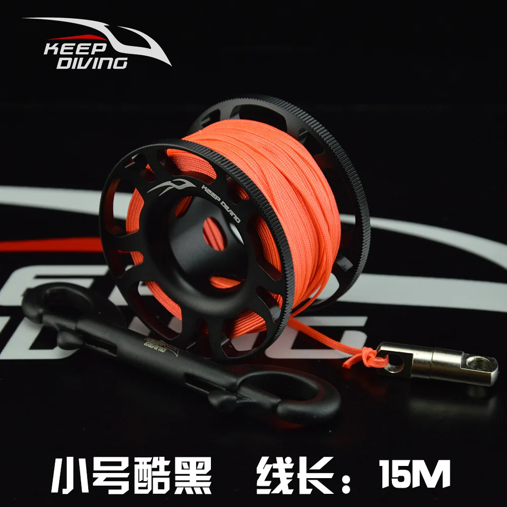 

15m/30m Scuba Diving Aluminum Alloy Spool Finger Reel with Stainless Steel Bolt Snap Hook Smb Safe Equipment Bcd Accessories