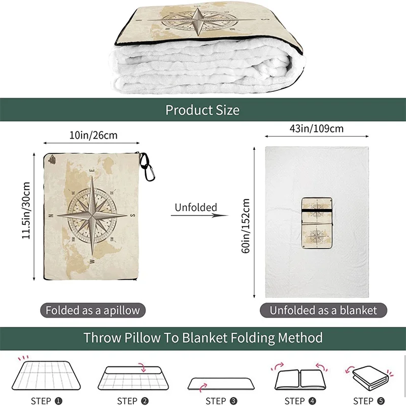 Preço Bússola Náutica Mapa Do Mundo Antigo Viagem Travesseiro Cobertor Dois-em-um Mochila Cinta E Compacto Avião Saco Cintura Apoio
