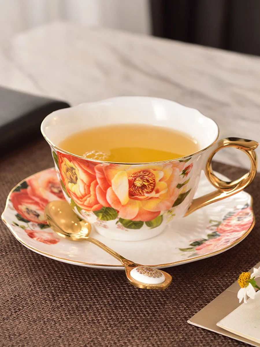 

Фарфоровая кофейная чашка и блюдце из костяного фарфора, фарфоровые чайные чашки, стандартные чайные чашки, набор из костяного фарфора, чай...
